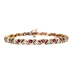 14kt yellow Gold Bracelet with 5.00 CTW in Diamonds and Rubies