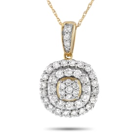 14K Yellow Gold 0.75ct Diamond Pendant Necklace