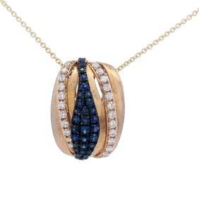 EFFY 14kt Gold Pendant Necklace with Diamonds and Sapphires