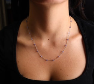 Platinum Chain with Blue Sapphires 18 inches
