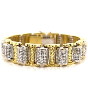 18K Yellow and white Gold Geometric Bracelet with 6.10 Cts in Diamonds