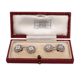 Art Deco 1920 18kt Gold and Platinum Doble Cufflinks with serial number