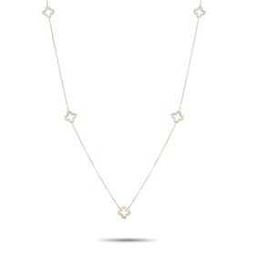 14K Yellow Gold 1.0ct Diamond Quatrefoil Station Necklace