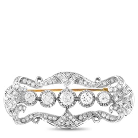 Antique 18K White and Yellow Gold 2.65ct Diamond Brooch