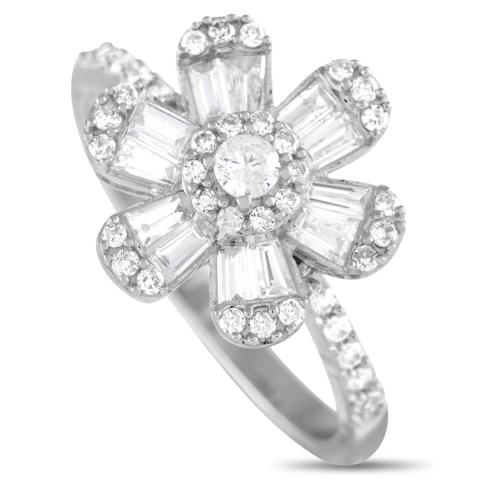14K Yellow Gold 0.81ct Diamond Flower Ring (1 of 3)