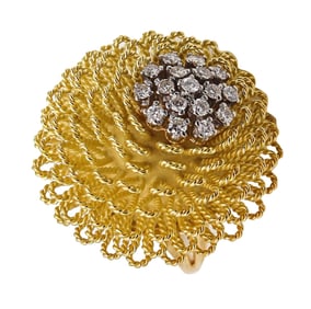 Italian Retro 1960 Modern Cocktail Ring In 18Kt Gold And Platinum With 1.02 Ctw Diamonds