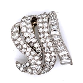 FRENCH Art Deco Platinum 6.25 Ct. Diamond Brooch