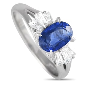 Platinum 0.29ct Diamond and Sapphire Ring