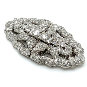 Art Deco Platinum 7.40 Ct. Diamond Brooch