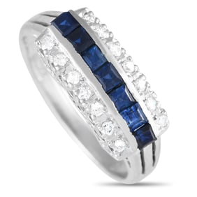 Platinum 0.15ct Diamond and Sapphire Ring