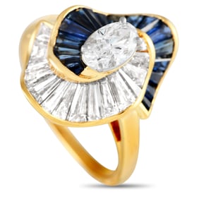 Oscar Heyman 18K Yellow Gold 1.78ct Diamond and Sapphire Ring