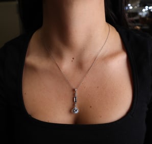 Platinum Pendant Necklace with 3.15 CTW in Aquamarines and Diamonds
