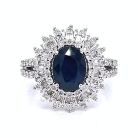 2.00 Ct. Sapphire & Diamond 14kt Gold Ring