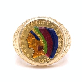 14K Yellow Gold Ring with 22K Liberty Coin