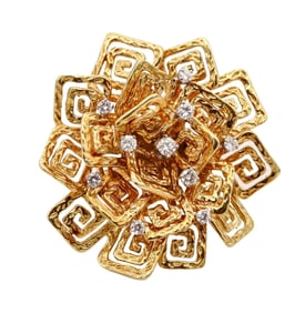 Hammerman Brothers 1960 Geometric Cocktail Ring In 18Kt Gold With VS Diamonds