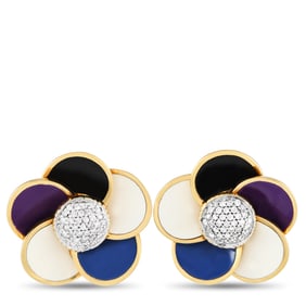 Rosato 18K Yellow Gold 0.27ct Diamond and Enamel Earrings