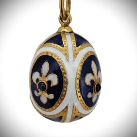 Vintage Imperial Era Rose Gold  Enamel Easter Egg Pendant