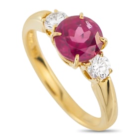 Tiffany & Co. 18K Yellow Gold 0.30ct Diamond and Tourmaline Ring