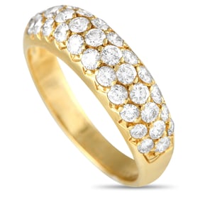 Van Cleef & Arpels 18K Yellow Gold Diamond Pave Dome Ring