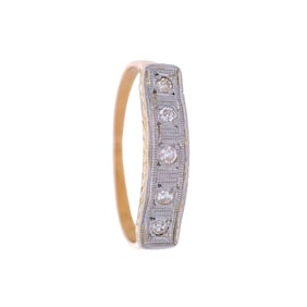 Deco Ring in 18kt Gold and Platinum with Diamond