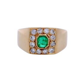 Retro 18kt yellow Gold with Emerald and Diamonds