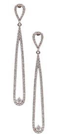 Dangle Drops Earrings In 18Kt White Gold With VS Diamonds