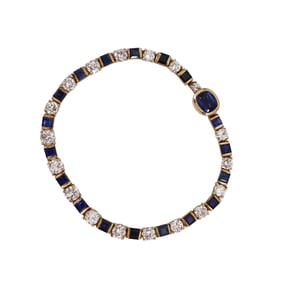 18kt Gold Bracelet with 12.10 CTW in Diamonds and Blue Sapphires