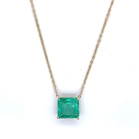 14K Yellow Gold 4.00 Ct. Emerald Necklace