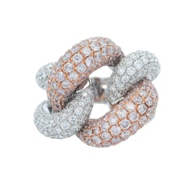 Link Ring in 18kt Gold with 4.90 CTW in Pink and White Diamonds