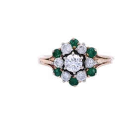 14kt yellow Gold Cocktail Ring with Diamonds and Emeralds