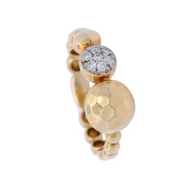 John Hardy 18K Yellow Gold Hammered Detail Dot Diamond Ring