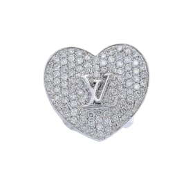 Heart Locket Ring in 18kt white Gold with 1.00 Cts in Diamonds