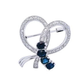 Art Deco 14kt white Gold with Diamonds and Sapphires