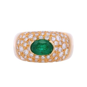 18kt yellow Gold Cocktail Ring with Emerald and Diamonds