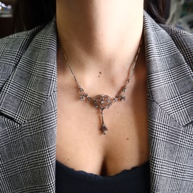 Victorian 14kt yellow and Silver Necklace with Diamonds