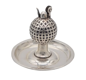 UDALL & BALLOU 1920 Art Deco Golf Ball Desk Lighter In 925 Sterling