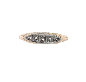 Art Deco 18kt Gold and Platinum Ring with Diamonds