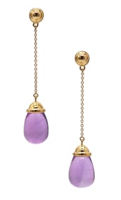 TIFFANY & CO. By Paloma Picasso Dangle Drops Earrings In 18Kt Gold With Amethysts