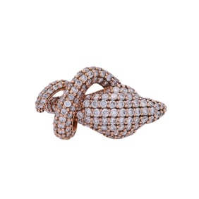 14kt rose Gold Snake Ring with Diamonds
