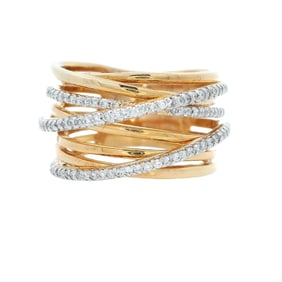 18kt yellow Gold Band Ring with Diamonds