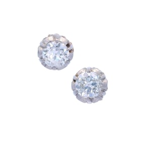 Antique Pair of Studs in 18kt Gold and Platinum with 1.00 CTS in Diamonds