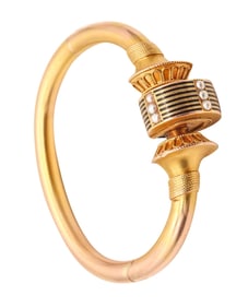ALEXANDER BIRKL 1880 Etruscan Revival Bracelet In Brushed 14Kt Gold With Pearls