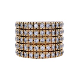 Retro 18kt yellow Gold wide Ring with 2.04 Carats in Diamonds