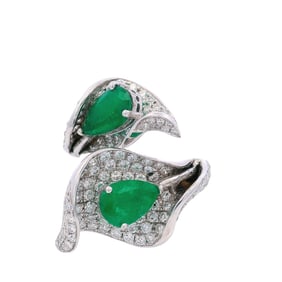 18kt Gold Orchid Ring with 4.00 CTW in Diamonds and Emeralds