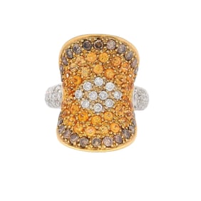Modernist 18kt two tones Gold Cocktail Ring with 2.30 CTW in Diamonds