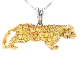 Panther Pendant Necklace in 18kt Gold with yellow Sapphires