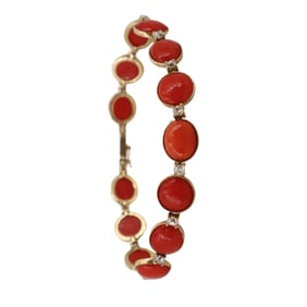 18kt yellow Gold Bracelet with Corals and Diamonds