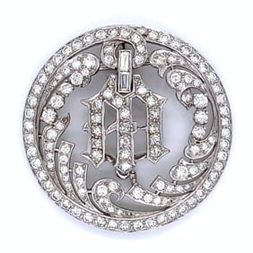 Art Deco Platinum Diamond Pendant/Brooch with Diamonds