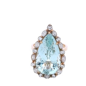 18kt Gold Cocktail Ring with Aquamarines and Diamonds