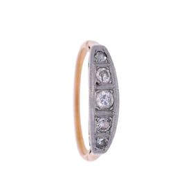 Art Deco 18kt Gold and Silver Ring with Diamonds